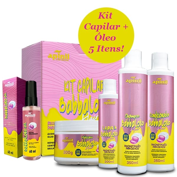 KIT Capilar BABBALOKO 5 Itens (Kit Capilar TUTTI FRUITT + Óleo Capilar ROSA MOSQUETA )APINIL