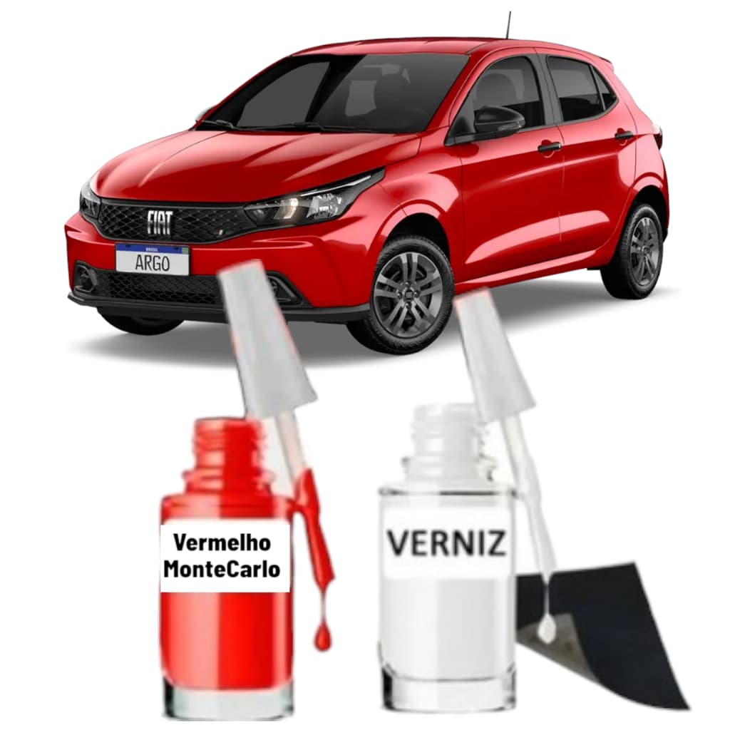Tinta Tira Risco Fiat Argo Vermelho Montecarlo + Verniz Uso Profissional