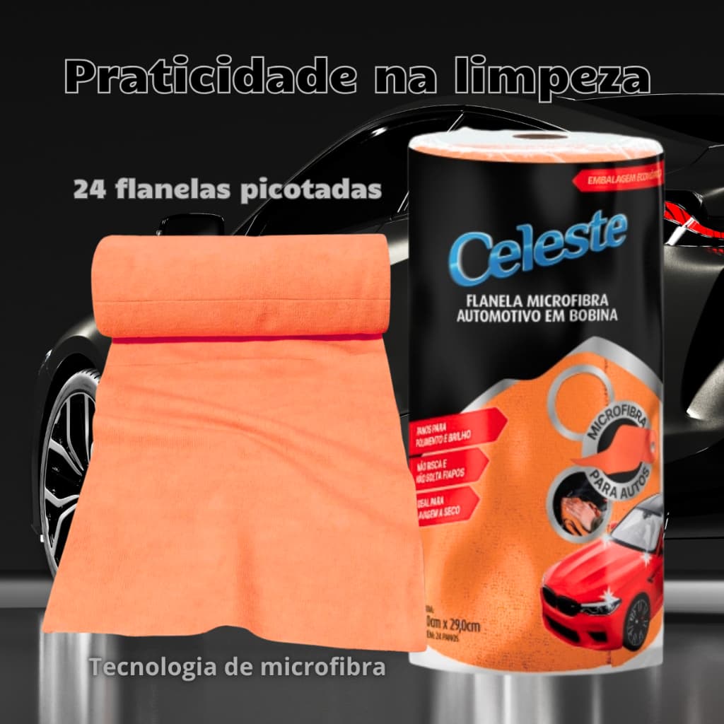 Flanela Microfibra Automotiva Bobina Limpeza Vidros Carros Brilho Polimento Panos Absorção