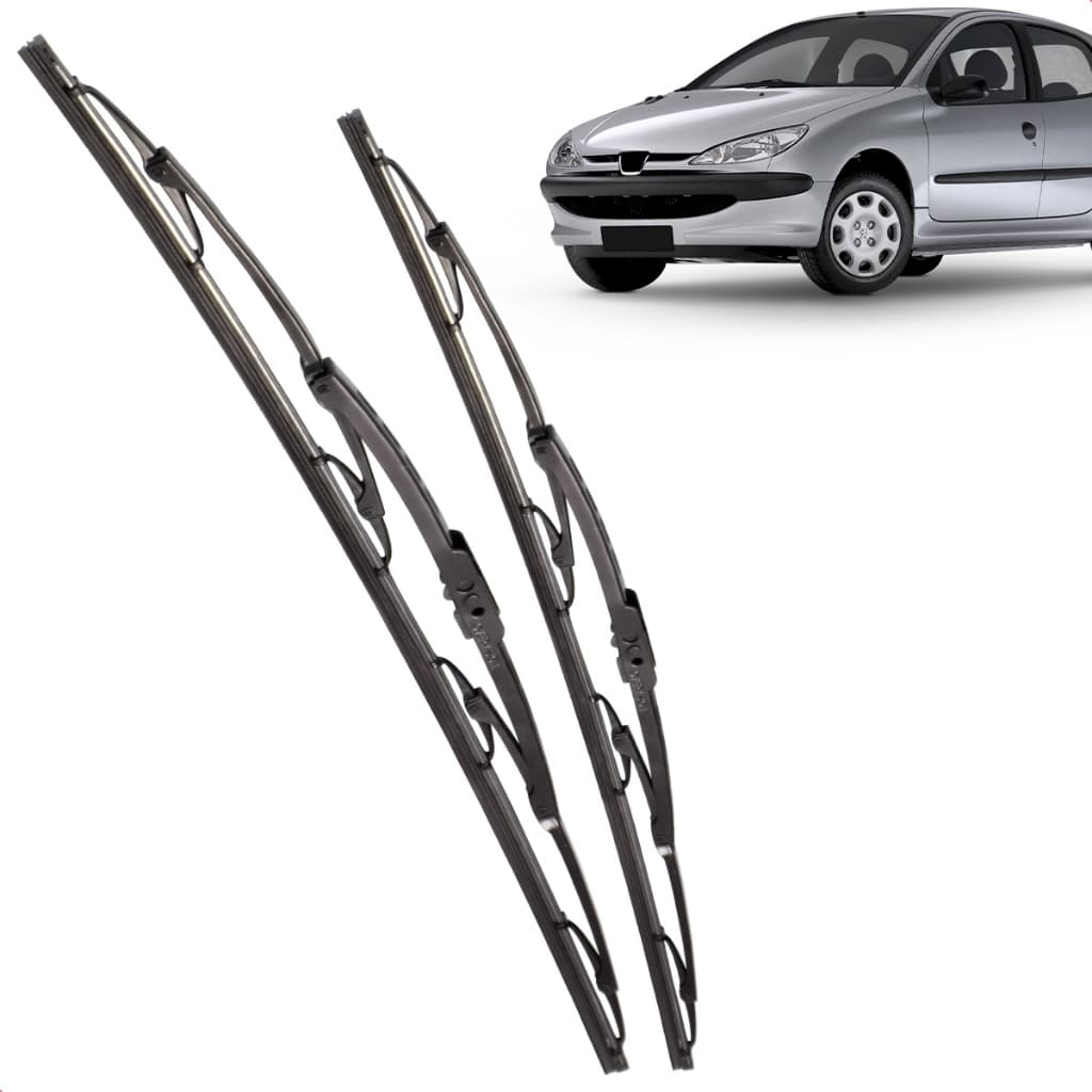 Par Palheta Dianteira Limpadora de Para-brisa Peugeot 206 1998 a 2008 de Ferro