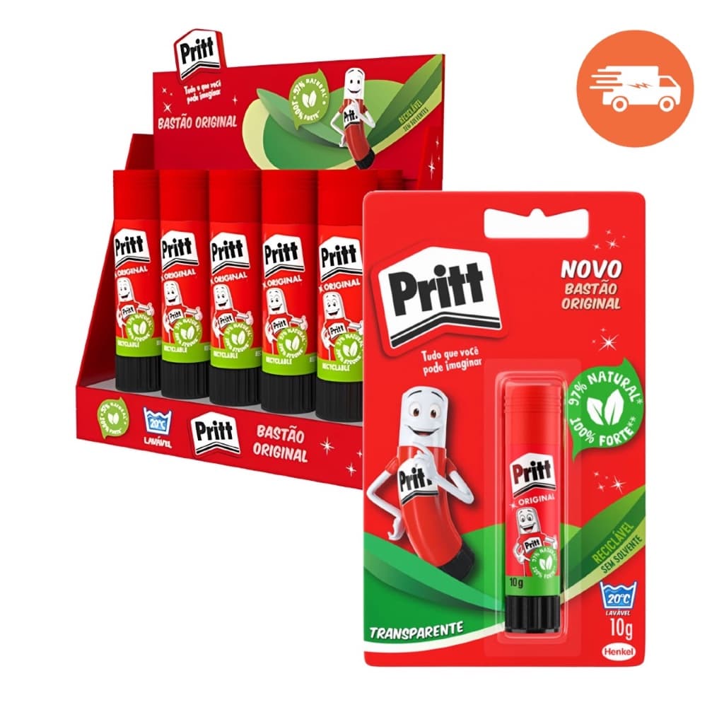 Cola Pritt Bastao 10g Original Henkel Fixa Papel Artesanato Escolar Segura Nao Toxica Lavavel