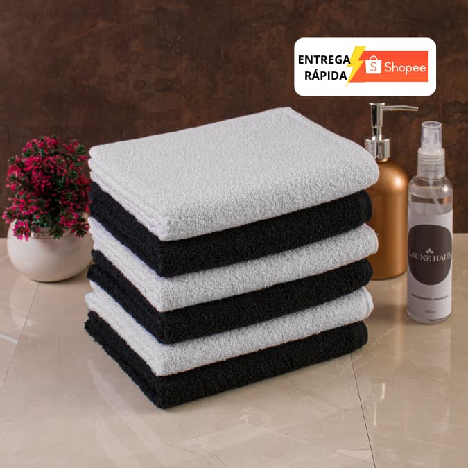 Kit com 20 Toalhas de Rosto Salão de Beleza Barbearia Manicure Algodão