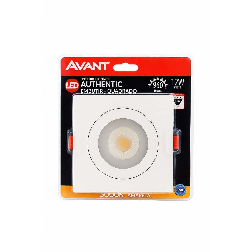 kit com 2 spots quadrados amarelo de 12w da avant