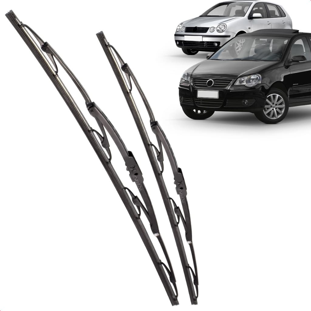 Par Palheta Dianteira Limpadora de Para-brisa Polo Hatch Sedan 2001 a 2009 de Ferro