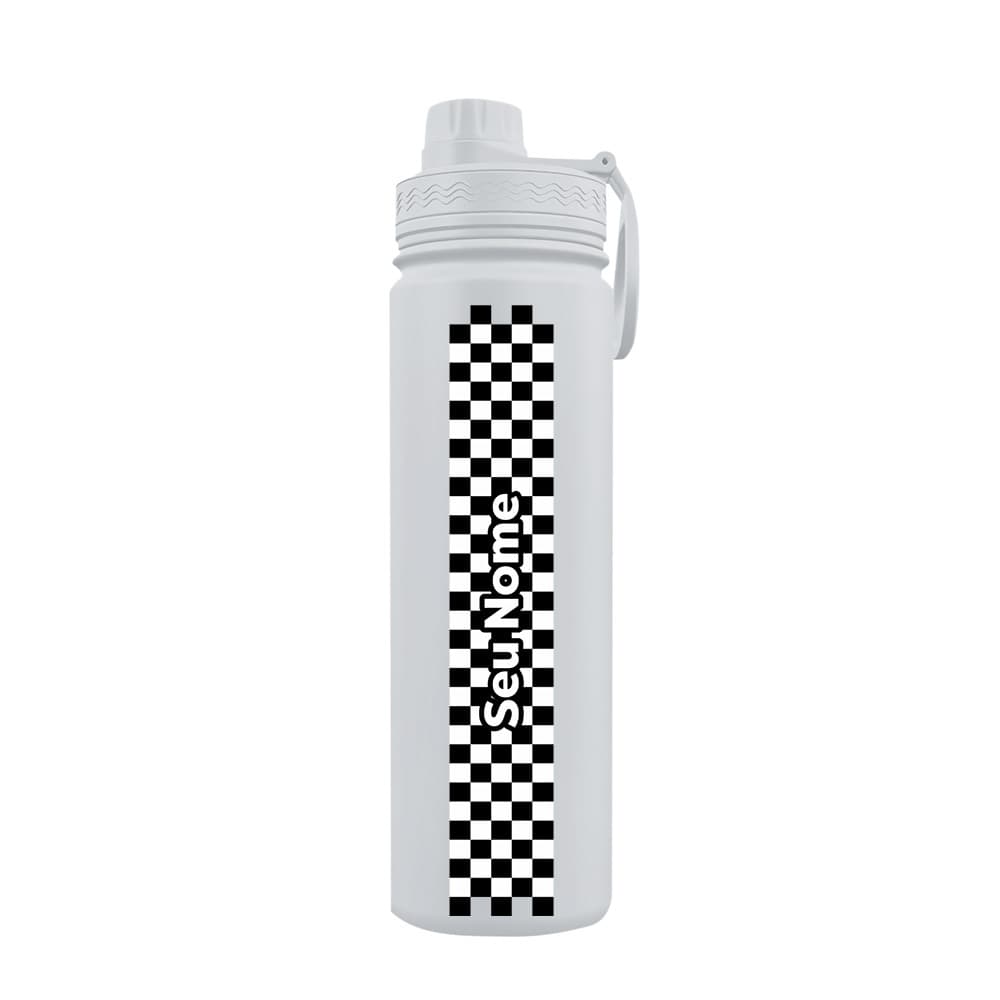 Garrafa Térmica Fresh Com Alça Personalizada Quadriculada Com Nome
