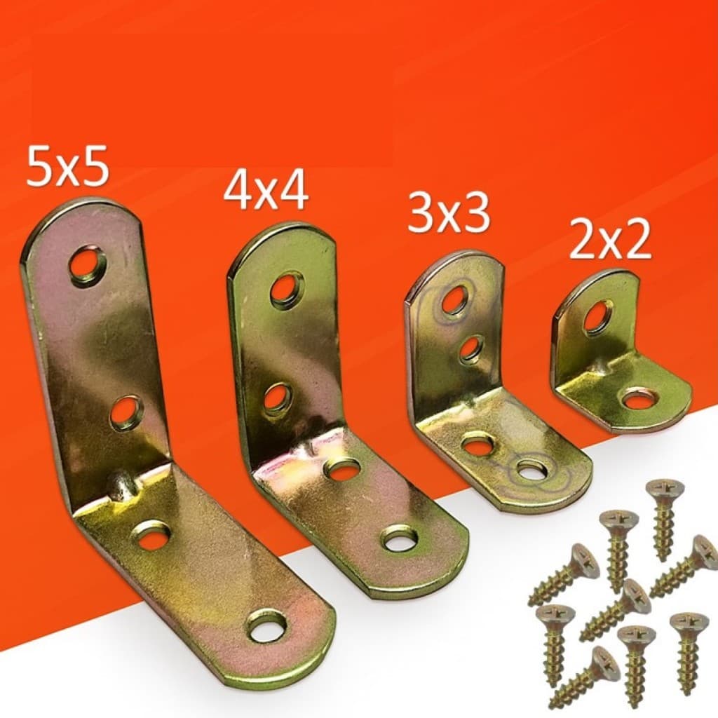 Cantoneira de Aço – 10 Peças (5x5, 4x4, 3x3, 2x2) – Suporte L em Metal Reforçado para Móveis