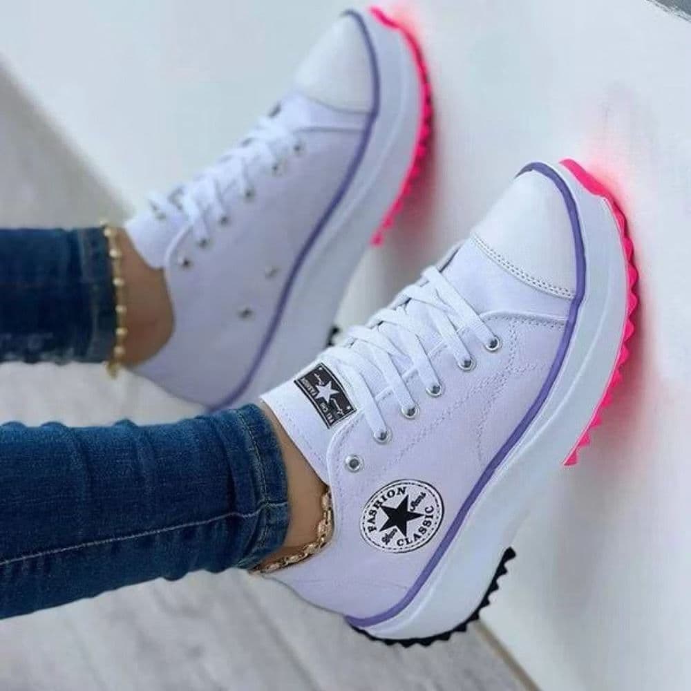 Tenis Feminino Plataforma Casual 2.0 Estrela Star Blogueirinha Run Lançamento Super Leve