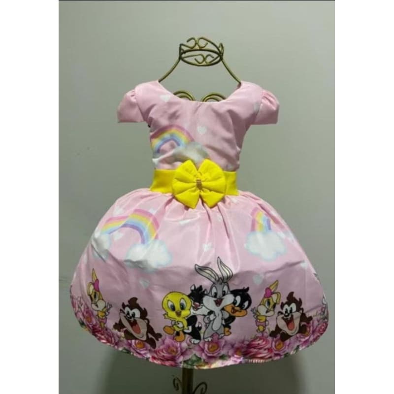 Vestido Temático infantil festa aniversário looney tunes