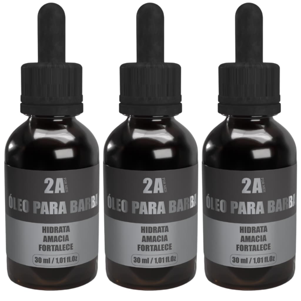 óleo para barba Hidratante Amacia e Fortalece anti frizz 3 Unidades