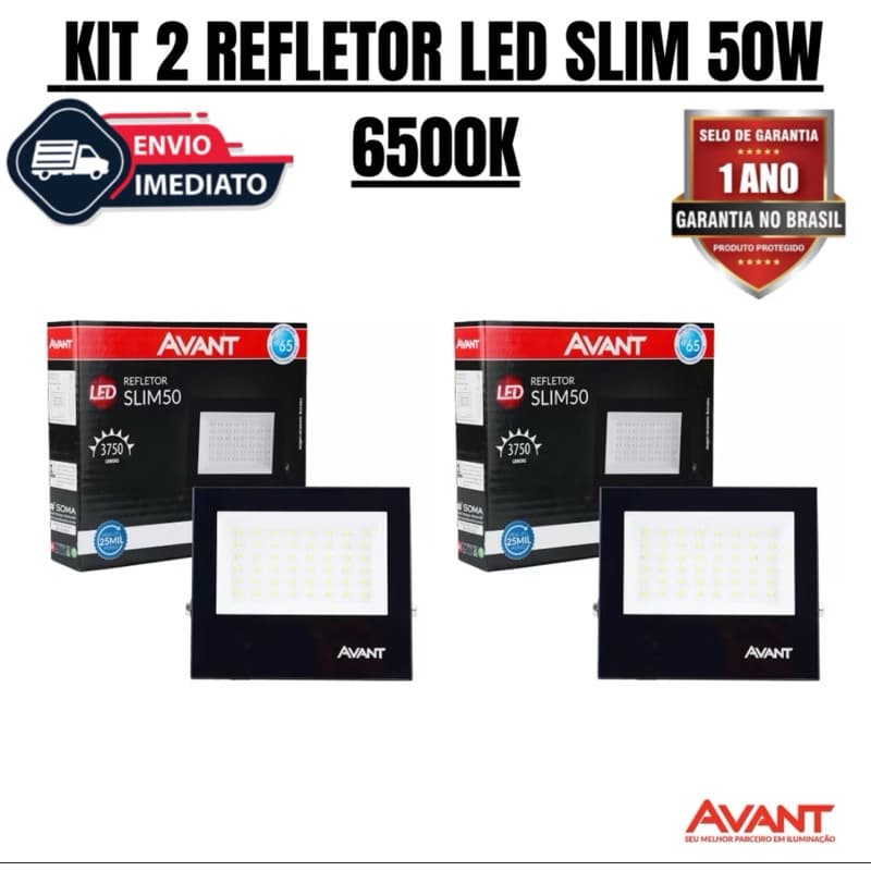 KIT 5 Refletor Avant Holofote Led 50w Luz Branca 6500k |p66 super Led