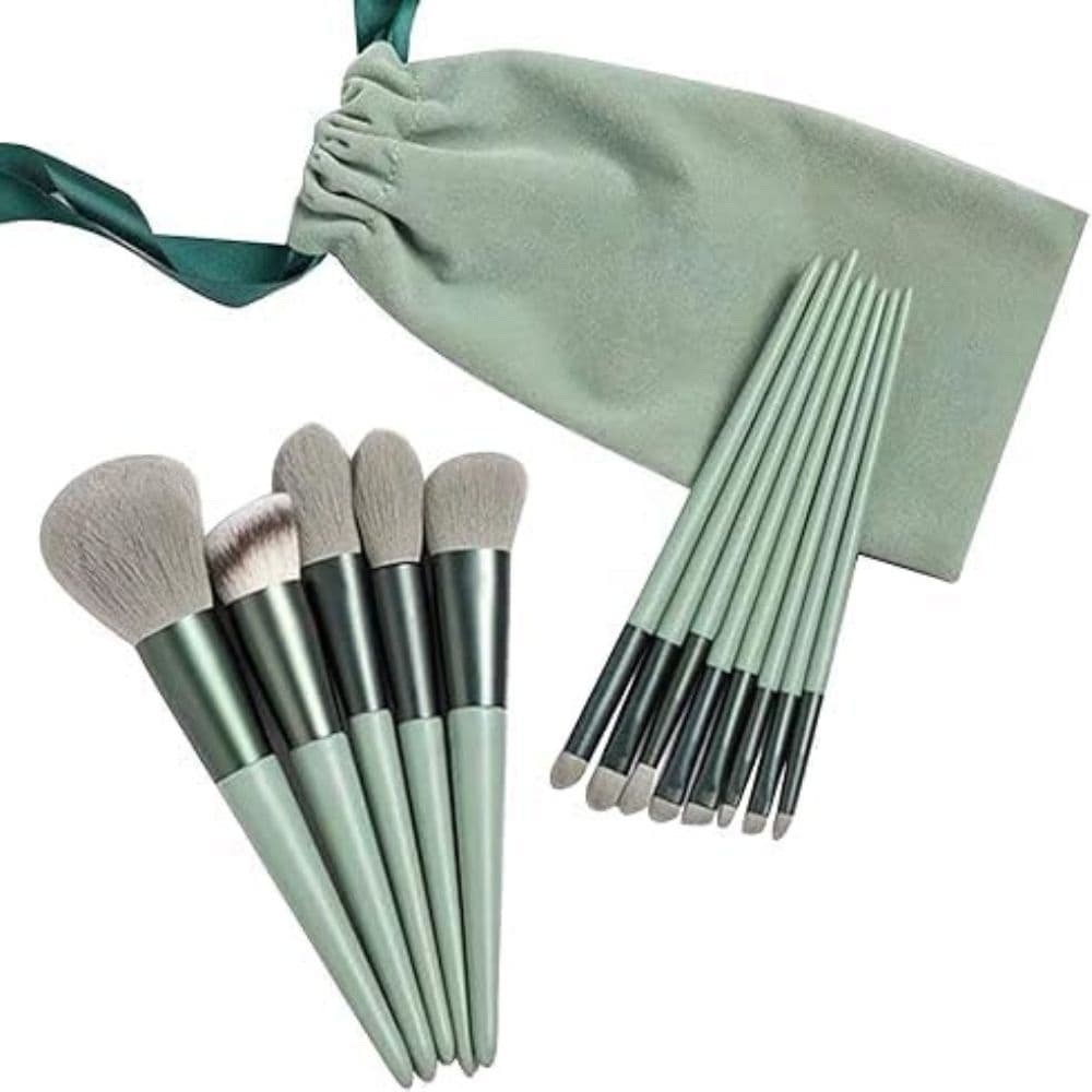 Kit de Pincéis de Maquiagem 13 Peças com Bolsa de Armazenamento, Blush, Sobrancelha, Corretivo
