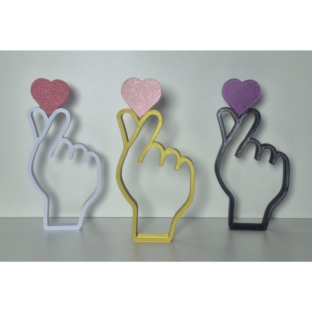 Coração Coreano médio 12 cm - Escultura Mão e Coração - Impressão 3D