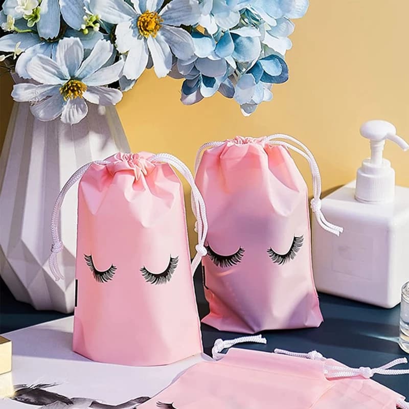 50 pcs Sacos De Cuidados Posteriores De Cílios Maquiagem De Plástico Bolsa Higiene Pessoal Viagem Cosmética Com Co