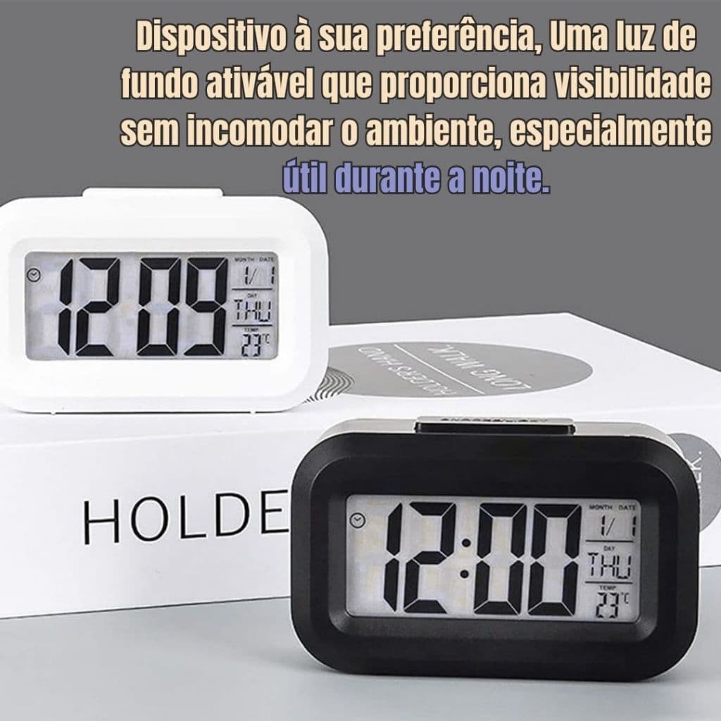 Mini Relogio Digital Portatil Led Temperatura Mesa Quarto Escritorio Viagem Pratico Hora Certa