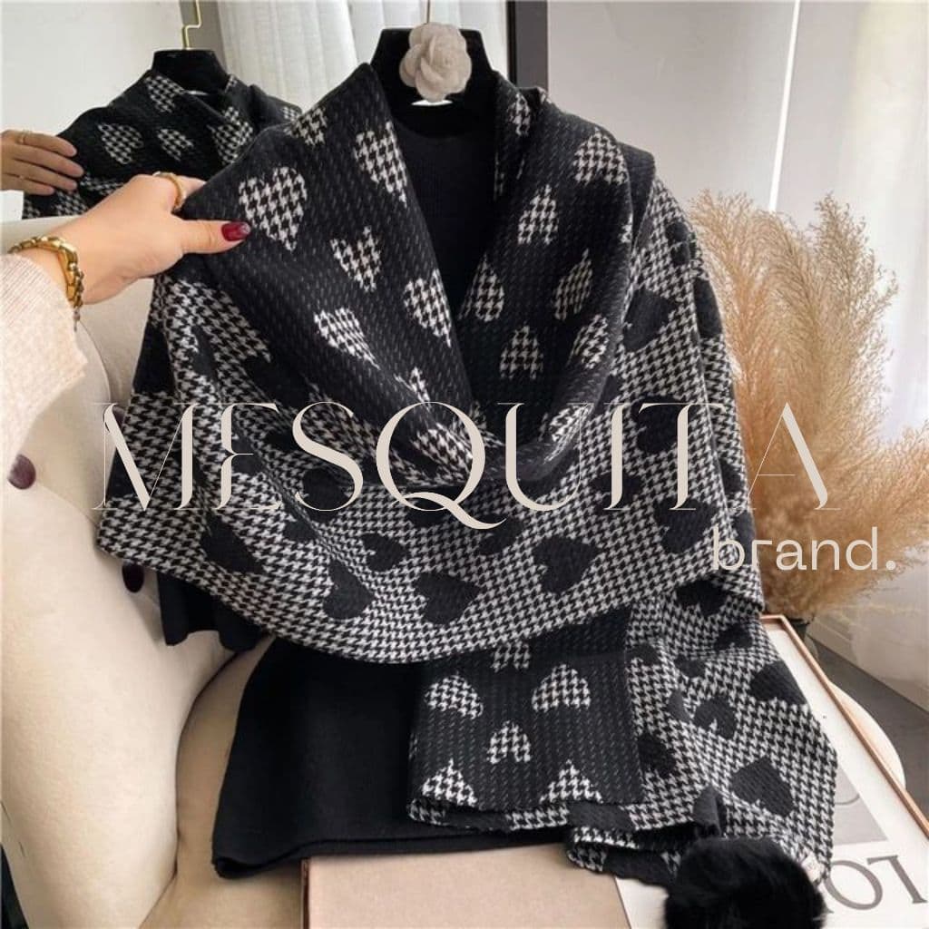 Cachecol Feminino De Coração Novidade Estampa Xadrez Estilo Outono Inverno Cachicol Espesso Quente