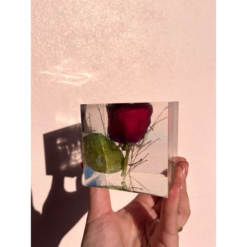 Conservação de flores eternização de rosa rosa eterna eternização modelo cubo em resina flor conservada