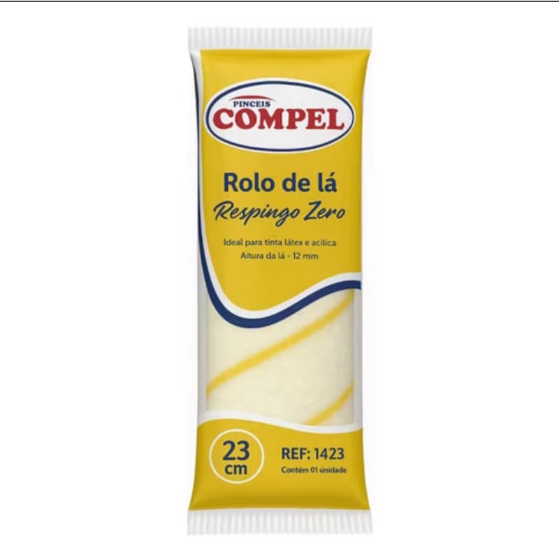 Rolo sem respino de Lã Compel 23cm – Tecnologia Respingo Zero para Pintura Limpa e Uniforme!