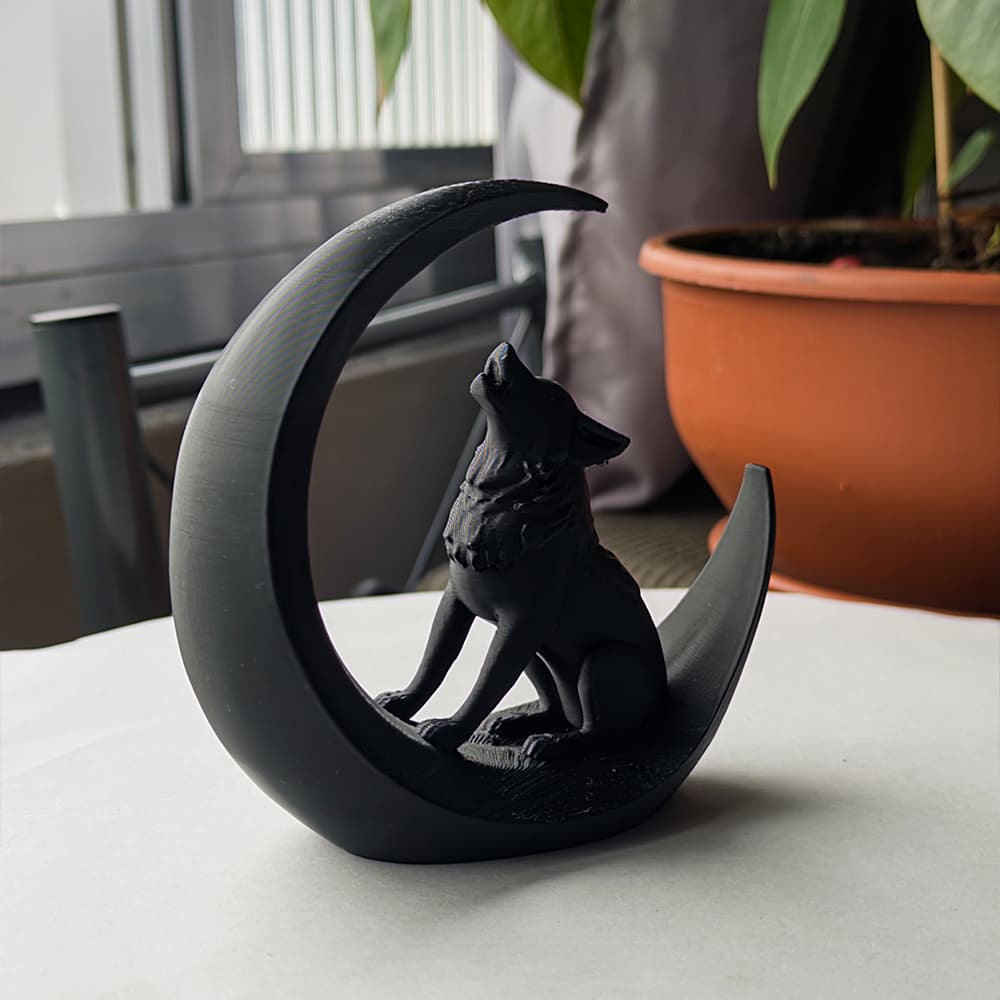 Lobo Uivando Lua Decoração Elegante Minimalista