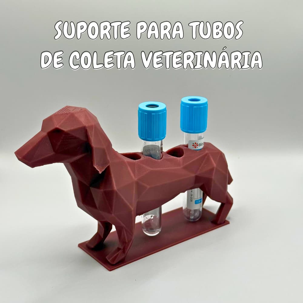Suporte porta Tubos de Coleta Veterinário Rack – Formato Cachorro e Gato | Até 4 Tubos | Veterinária