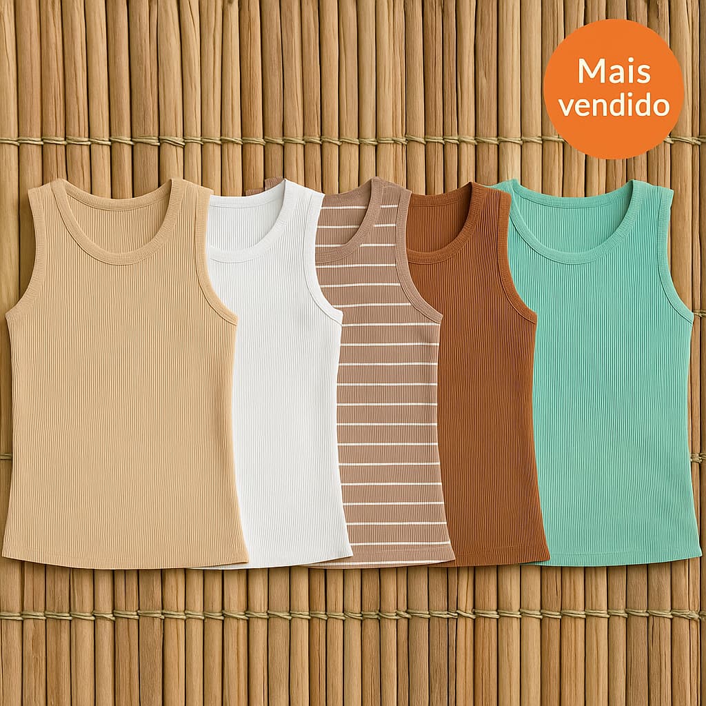 Kit 3 Regata Feminina Canelada Premium Blusa Básica Confortável para o Dia a Dia