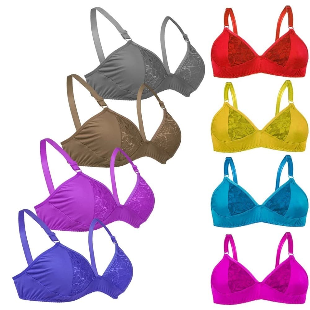 Kit 5 Sutiã Sem Bojo Lycra Renda Barato Revenda Atacado Triângulo Microfibra