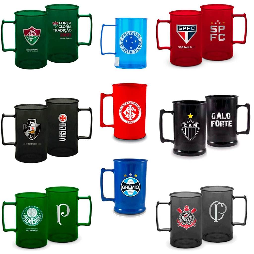 CANECA ACRÍLICA 400ML TIMES DE FUTEBOL LICENCIADA OFICIAL