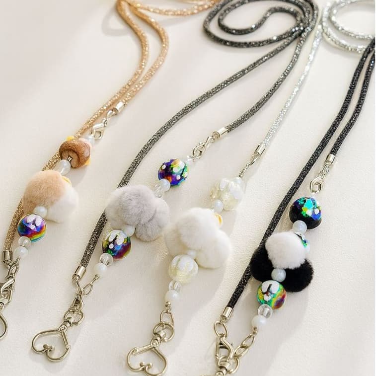 Cordão Strap Celular 60cm Transversal Tiracolo com Miçangas Contas Brilhante Anti Queda Acessório Telefone Feminino