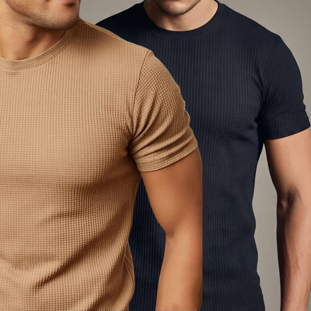 Kit 2 Camiseta Texturizada Casual Básica Reta Texturizada Malha Premium