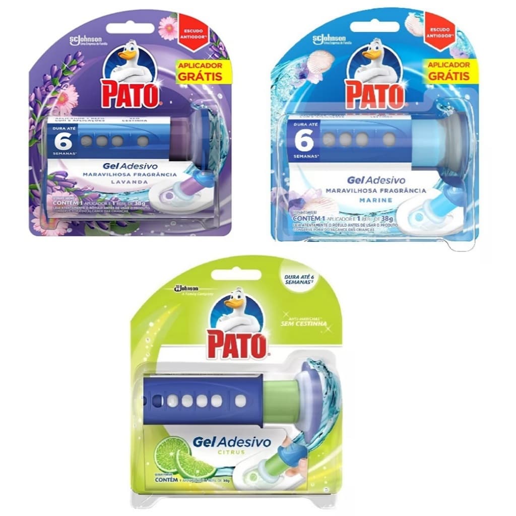 Desodorizador Sanitário Pato Gel Adesivo Aplicador + 6 discos