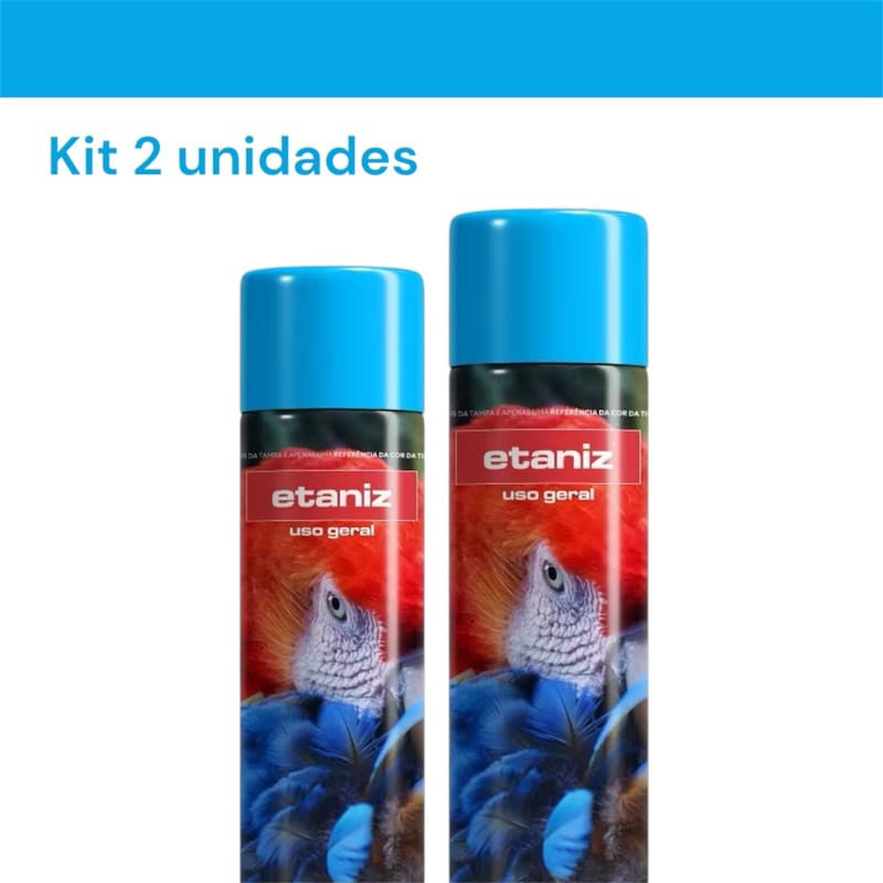 Kit 2 unidades tinta Spray azul claro Profissional Uso Geral Multiuso Automotiva Etaniz 400ML