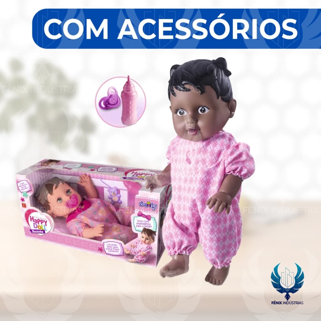 Boneca Happy Doll Naninha – Negra | Nova Toys