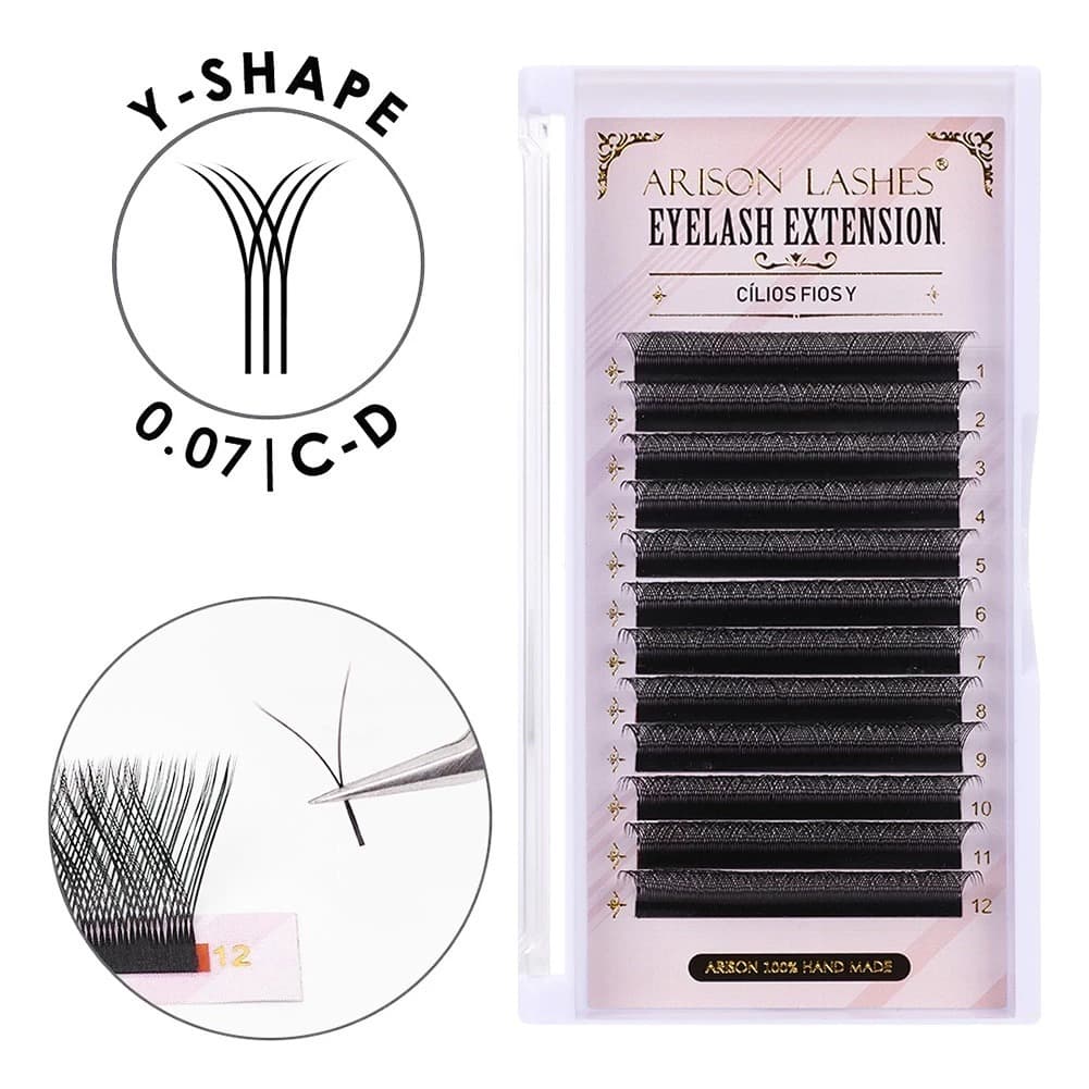 Cílios para Extensão Arison Fios Y Extensão de Cílios Volume Brasileiro Natural Macio