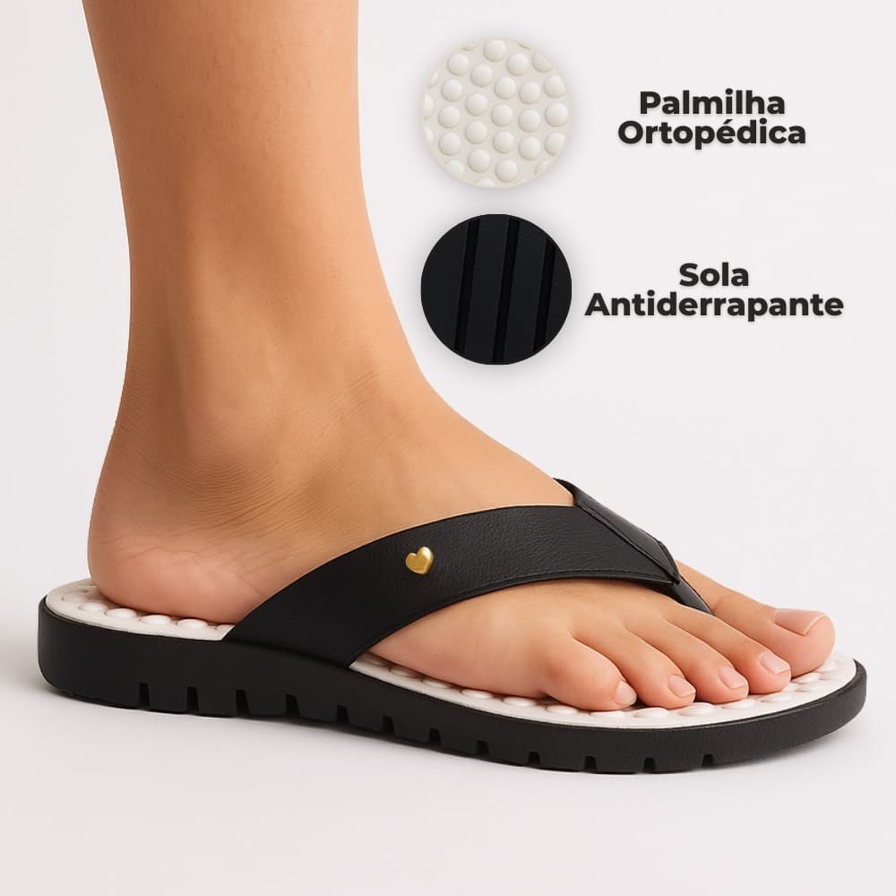 Sandália Rasteirinha Feminina Massageadora Ortopédica Para Esporão e Fascite Plantar