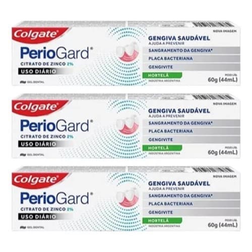 Kit 3 Pasta de Dente Colgate PerioGard Hortelã 60g – Hálito Refrescante e Higiene Bucal Avançada