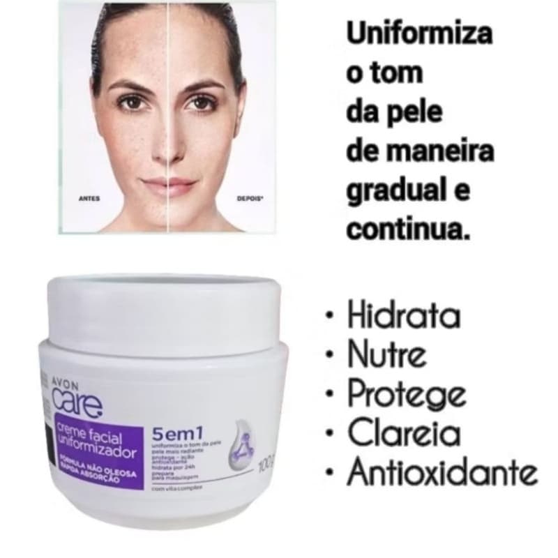 Creme Facial Avon Care 100g - Antissinais / Hidratante Vitaminado / Uniformizador / Noturno