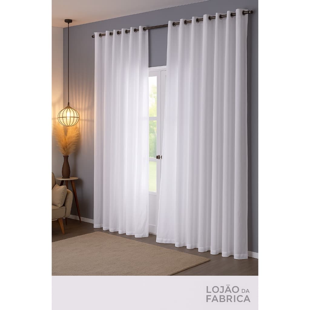 Cortina Voil com Forro Microfibra 4,00x2,70m Elegância e Privacidade Sala e Quarto Caimento Perfeito