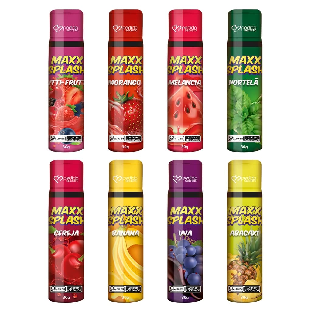 Bala Líquida Gel Aromatizante Maxx Splash 30g Comestível Sabores de Frutas Variadas Pedido Secreto