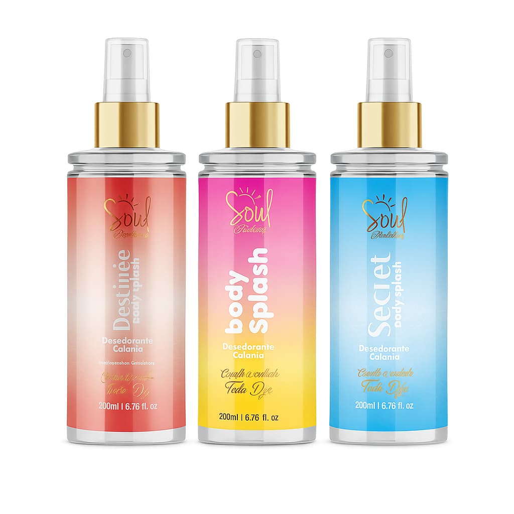 Kit 3 Body Splash Desodorante Colônia Perfume Soul Cosméticos 200ml Fragrâncias- Glow Secret Destinée