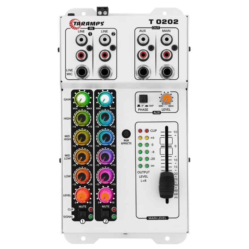 Mesa de Som Taramps T0202 Multicolor 2 Canais com Led RGB RCA e P10 Som Automotivo