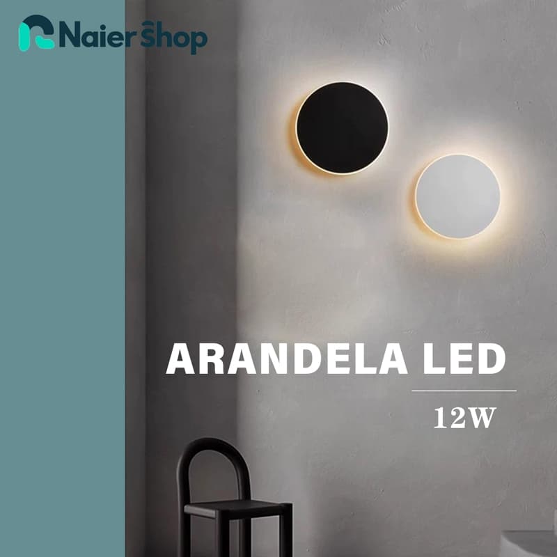 Arandela LED Nordica 12W Preto/Branco, Ø160x60mm Iluminação de Ambiente para Sala, Quarto e Corredor