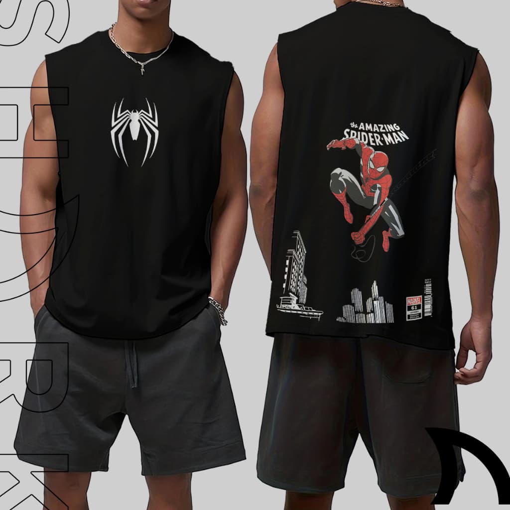 Camiseta Regata Machao Alongada Algodao Spider Man Homem Aranha Versatil Todas Ocasioes