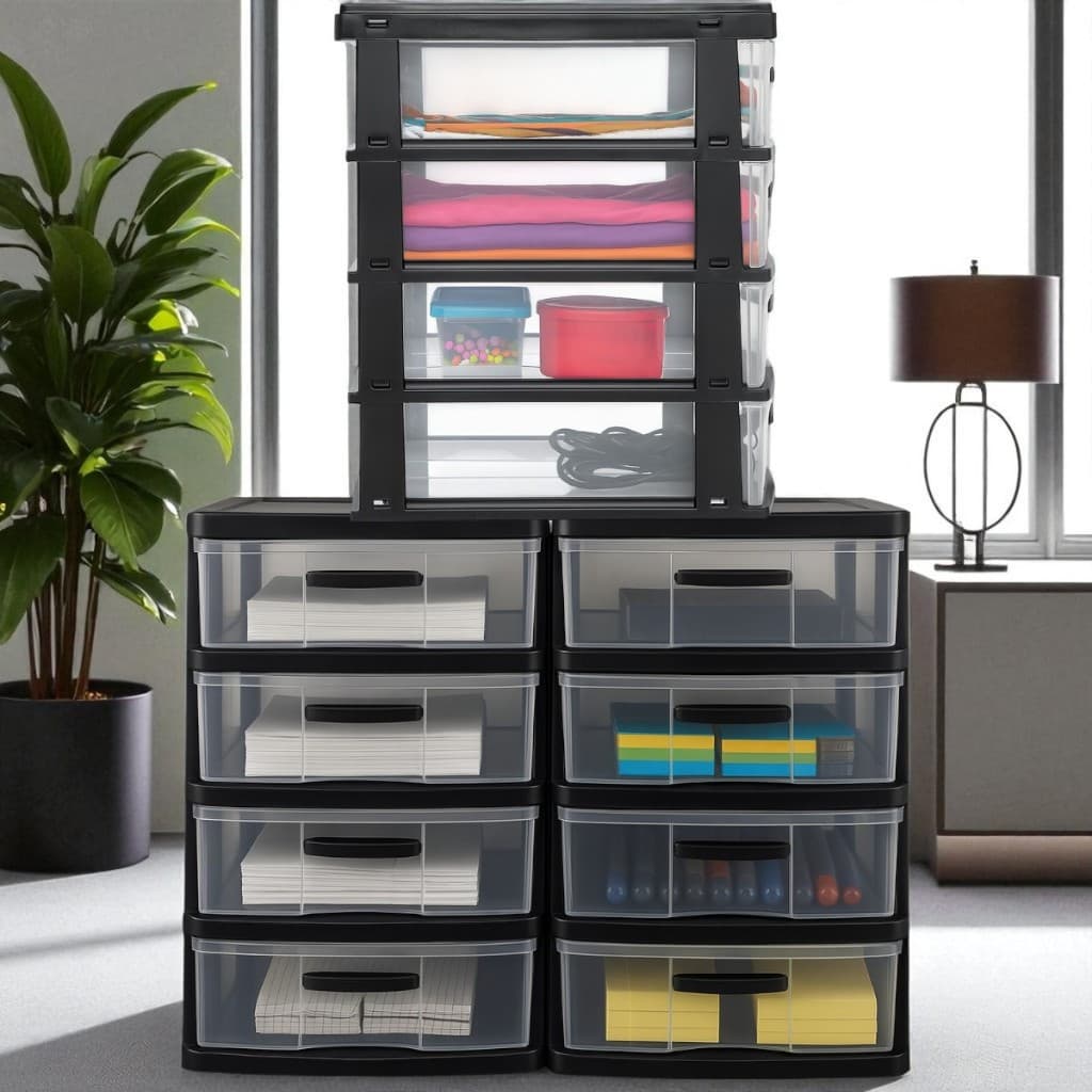 Kit 3 Gaveteiro Organizador com 4 Gavetas Grande em Plástico Resistente Jaguar