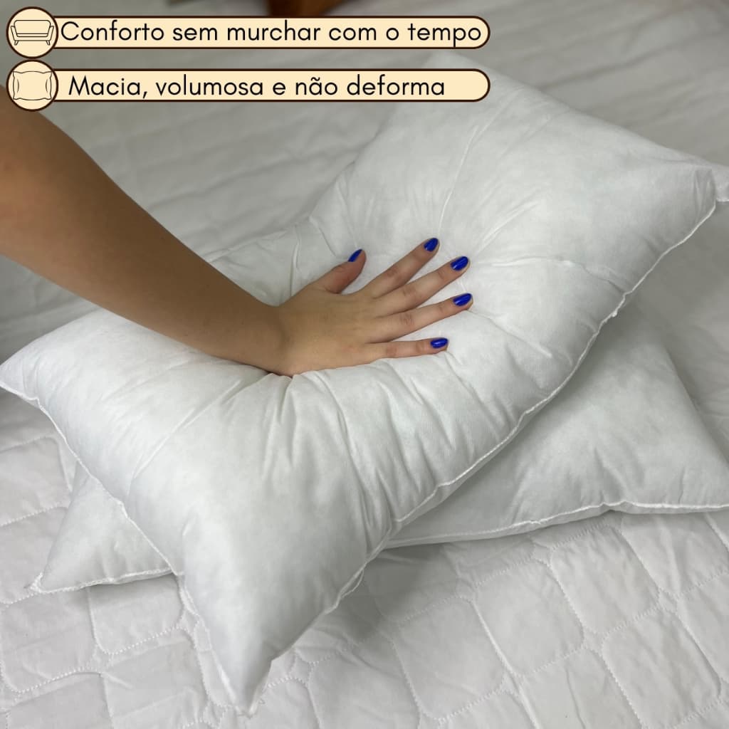 Kit 2/4/6 Unidades de Refil de Almofada Baguete 60x35 cm Enchimento Fibra Siliconada TNT