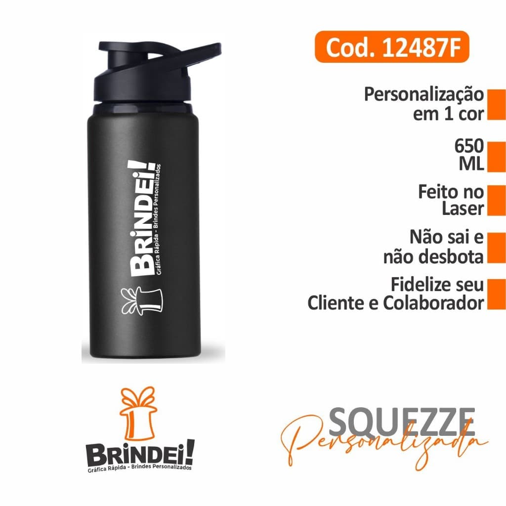 80 Garrafa Personalizada Squeeze Alumínio 600ml