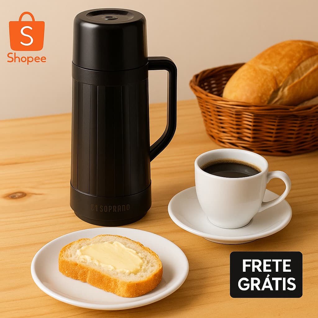 Garrafa Térmica de 1 Litro Soprano Topázio Café Chá Leite Agua Quente