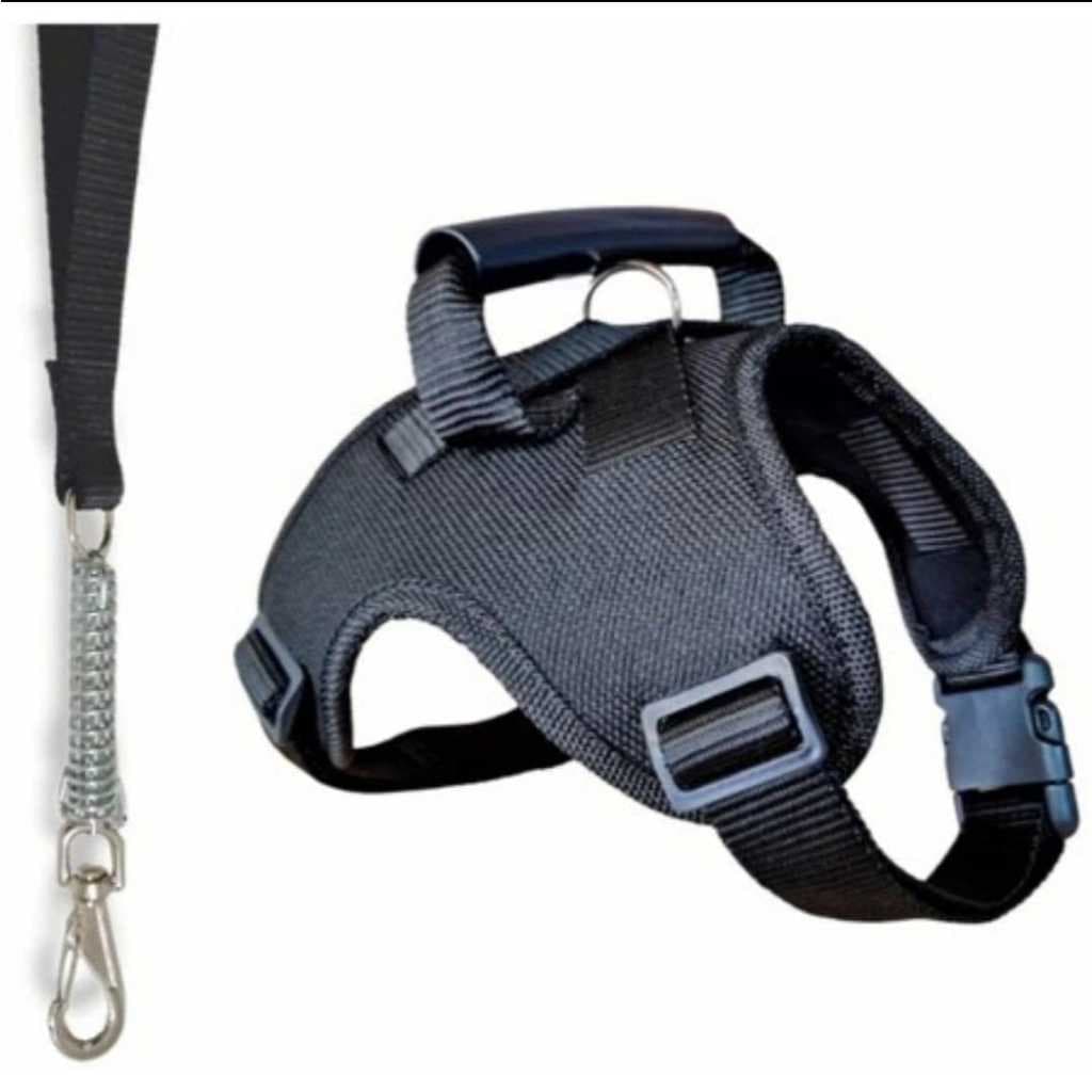 Coleira peitoral para cachorro reforçada + guia (80cm ) cachorro grande porte para passeios com mola