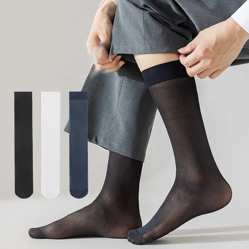 Kit 3 Pares Meia Social Fina Classíca Masculina Formal Trabalho Cano Longo