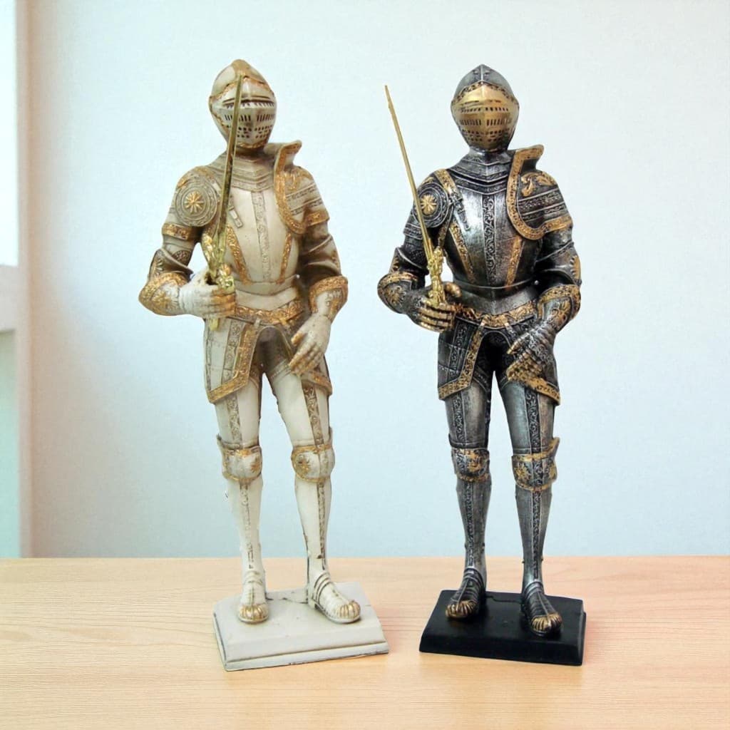 Estatueta Guerreiro Medieval com Espada Boneco Temático Decorativo Enfeite Resina