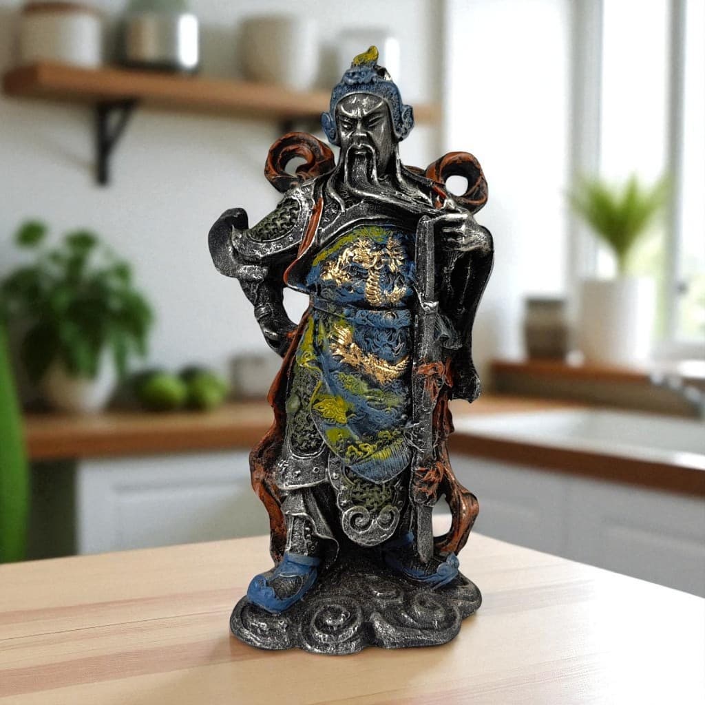 Estatueta Samurai Guerreiro Chines Kuan Ninja Oriental Decorativo em Resina