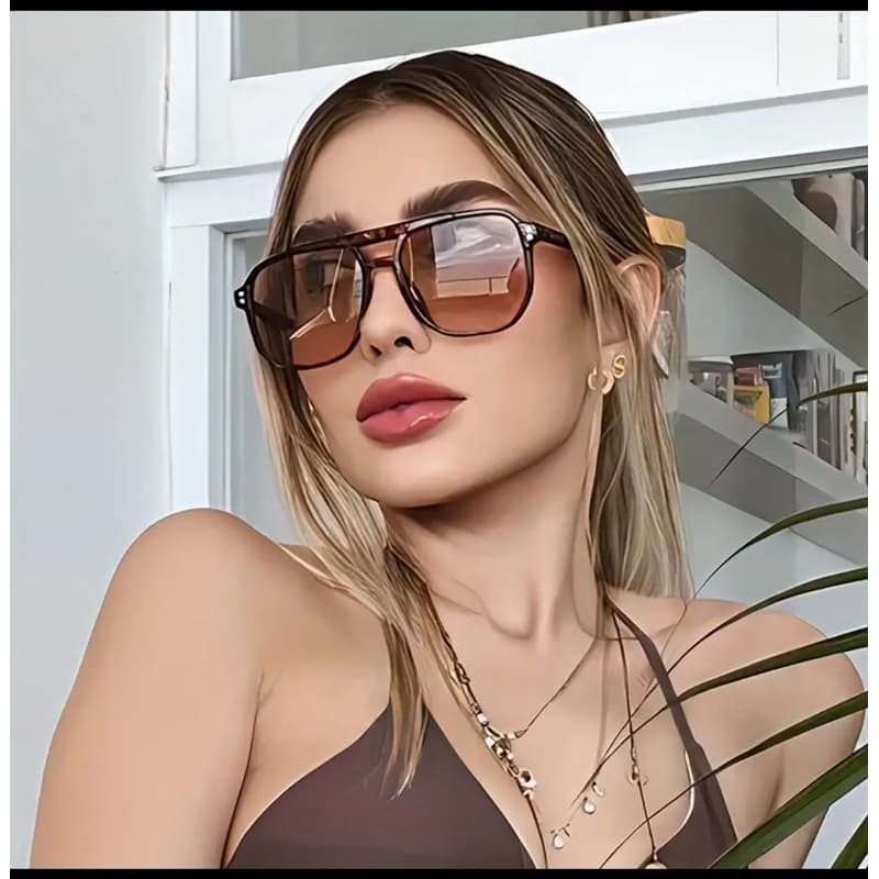 Óculos de Sol Feminino Retangular Fashion Leve Estilo Vintage UV400 Unissex